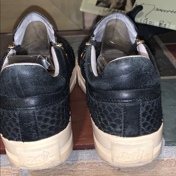 Ash "Jordy" Black Leather Python Chunky Sole Trainer Gym Shoe Side Zip - Picture 5 of 14